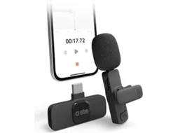 Microfone SBS Sem Fio com Receptor Type-C e Clipe (Preto)