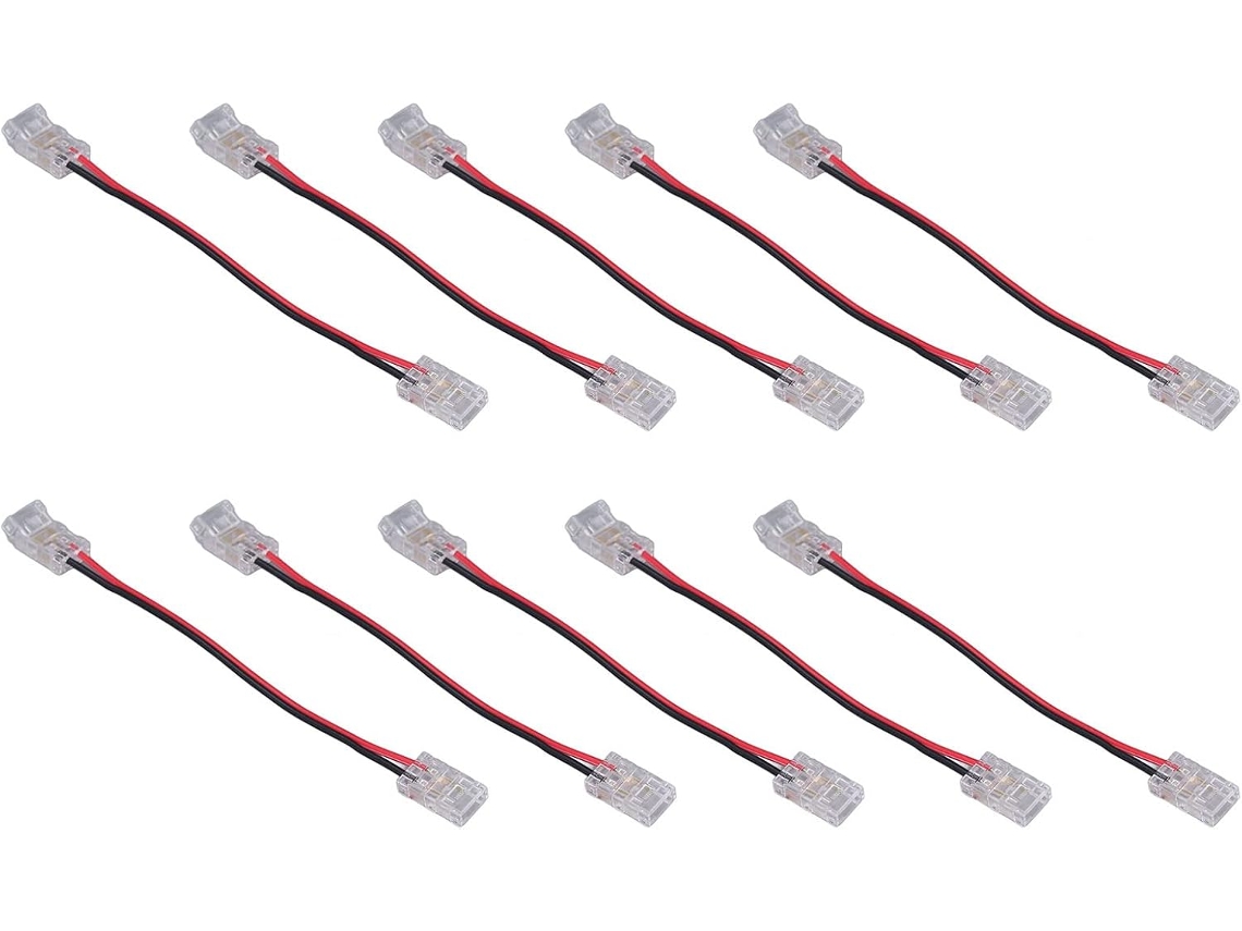 Conjunto De 10 Conectores Para Fita Led Cob, Conector 8mm Com 2 Pinos