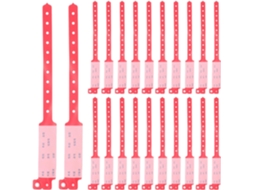 Coheali 100 unidades de pulseiras descartáveis vermelhas para identificação de pacientes em hospitais, resistentes à água.