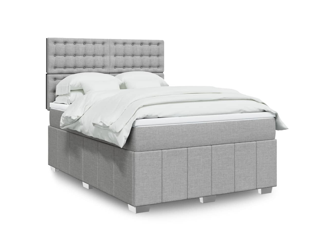 Vidaxl Cama Com Molas/colchão 160x200 Cm Tecido Cinzento-claro