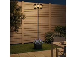 Vidaxl Luminária De Poste Com 3 Cabeças E Jardineira Preto