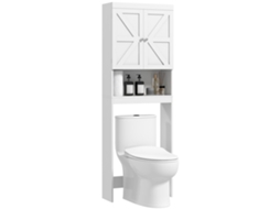 Armário de Armazenamento BTFORUS, sobre vaso sanitário, 2 portas, prateleira, 58,5x23x170cm, branco