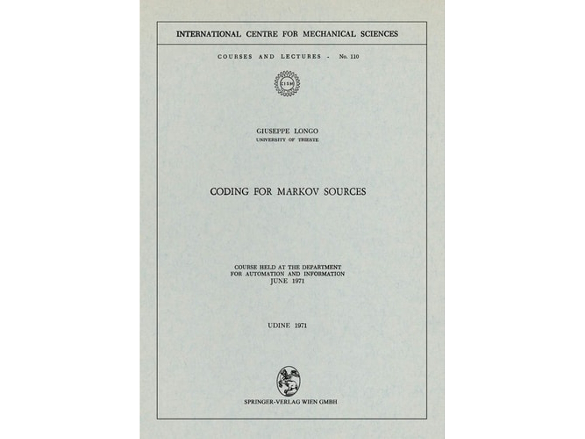 Livro Coding For Markov Sources De Giuseppe Longo (inglês)