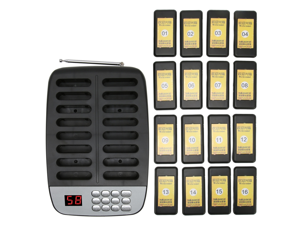 Sistema De Pager Para Restaurante 16 Chamadas Sem Fio Coaster Paging Sinal Forte 1000m 3 Modos De Vibração Plugue Au