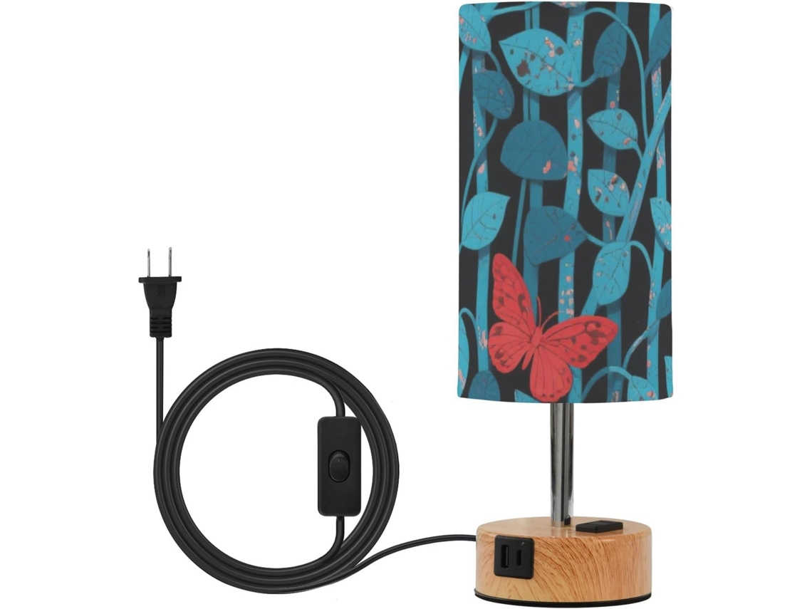 Fundo De Mesa Com Detalhes Azuis, Trepadeiras E Borboletas Vermelhas Em Estilo Art Déco, Com Cúpula E Têxtil