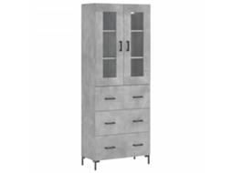 Armário Alto 69,5x34x180cm Madeira Cinza Cimento MAISON EXCLUSIVE