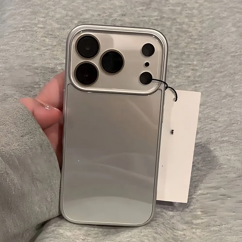 Capa Protetora Para Câmera Do Iphone 15 Pro (prateada), Com Parte Traseira Rígida E Resistente A Impactos Em Vidro Temperado.