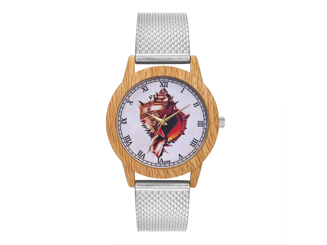 Relógio de quartzo com pulseira de silicone, mostrador com numerais romanos, unissex, prateado.