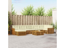 Vidaxl Conjunto De Sofás Para Exterior 8 Unid. Natural E Creme