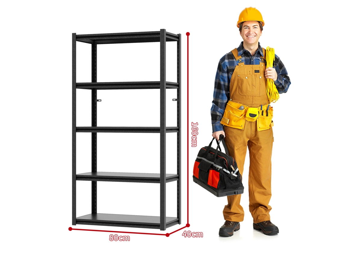 Estante Metálica 5 Níveis 160cm, Capacidade 650kg, Industrial, Ajustável, Aço, 160x80x40cm, Para Garagem, Depósito E Casa.