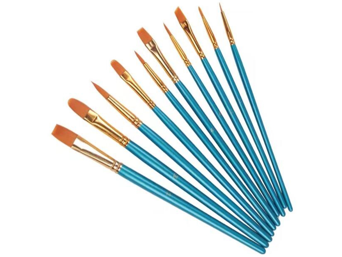 O Conjunto Contém 10 Pincéis De Nylon Com Cerdas Finas E Afiadas.