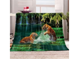 Manta de Flanela Fansu Estampa Tigre 3d Colcha Microfibra Macia e Fofa para o Inverno Ideal Cama Ou Sofá Adequ