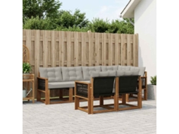 Vidaxl Conjunto De Sofás Para Exterior 7 Pcs Natural E Cinzento-claro