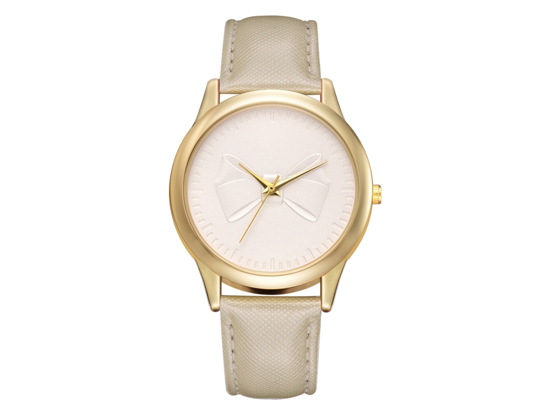 Relógio Feminino de Quartzo com Pulseira de Couro Pu Mostrador Redondo Branco