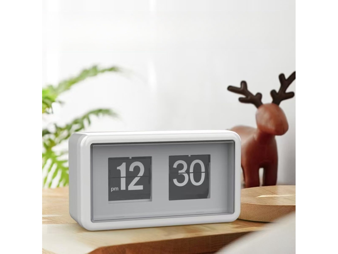 Relógio De Mesa Vintage Para Quarto, Com Função De Virar Páginas, Alimentado Por Bateria, Com Função De Virar Páginas Automática Zeuxo (branco)