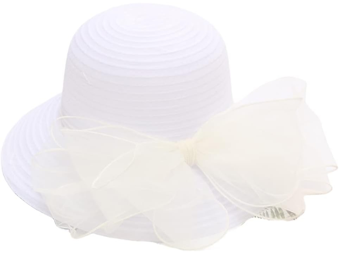 Chapéu bucket de organza respirável para uso externo, acessório essencial para meninas, branco