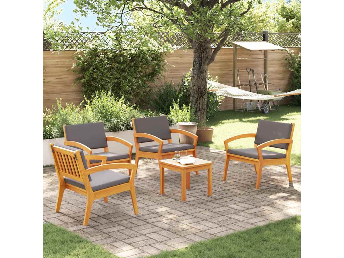 Vidaxl Conjunto Bistro 5 Unid. Castanho Poliéster