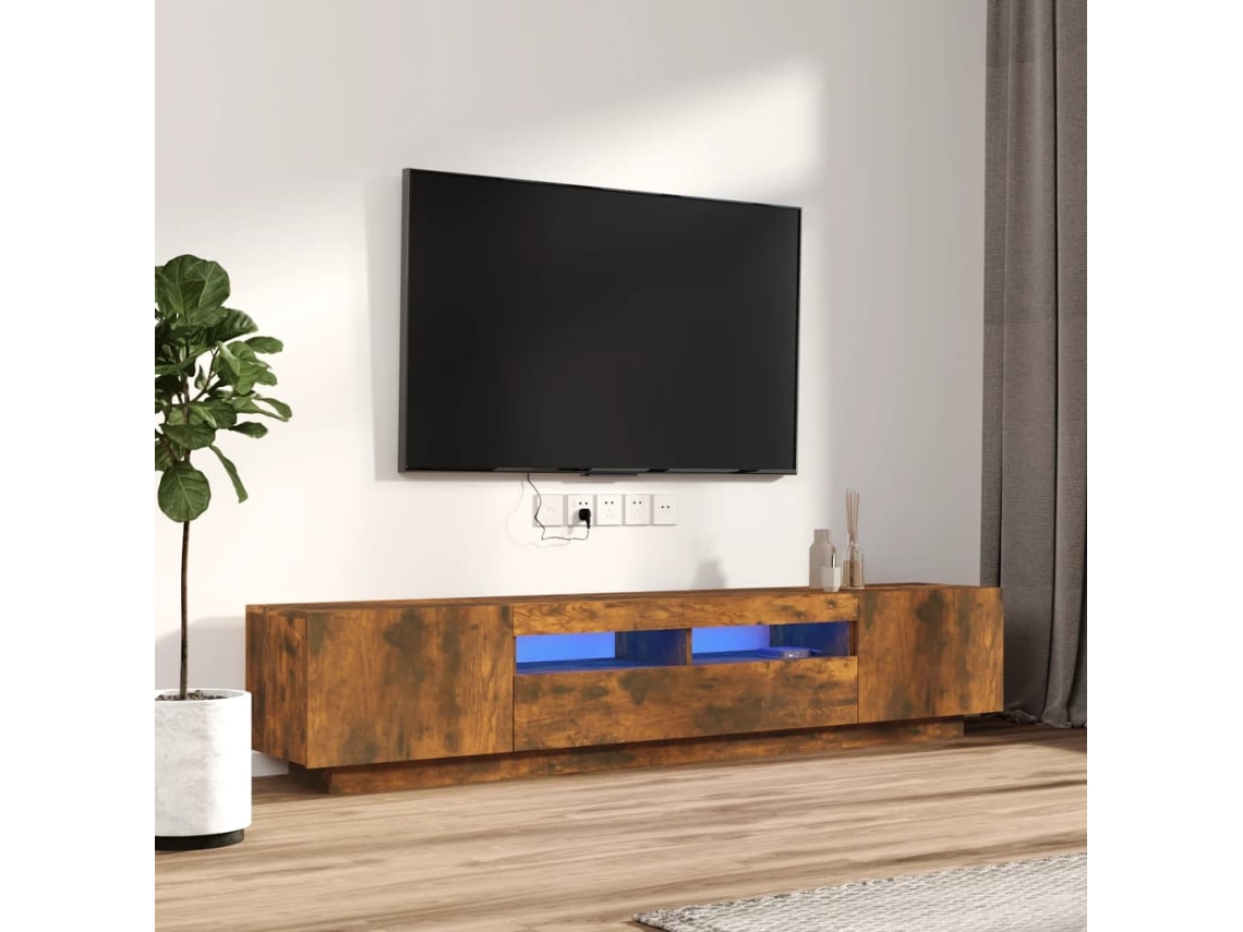 Vidaxl Conjunto Móveis de Tv 2pcs C/ Leds Madeira Carvalho Fumado