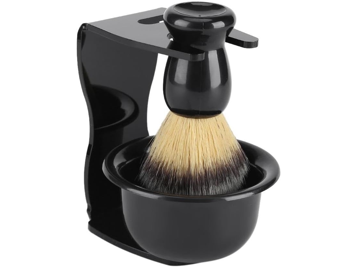 Kit de Conjunto de Barbear Fdit Conjunto de Pincéis de Barbear com Suporte de Pincel de Aço Inoxidável Tigela de Sabonete de Barbear 3Pcs JEDBESETZT