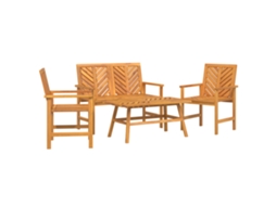 Conjunto 4 Móveis De Jardim Vidaxl Castanho Madeira De Acácia Maciça (100 X 50 X 45 Cm)