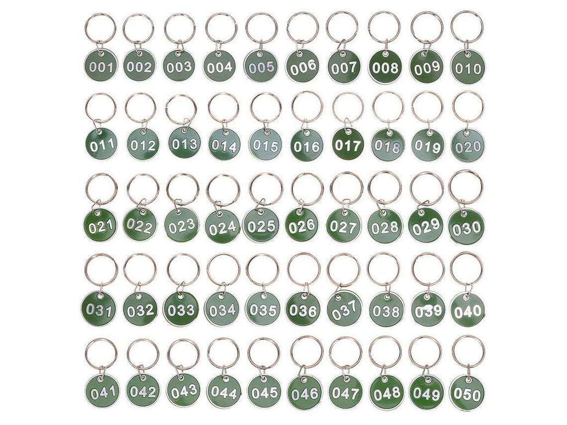 2026rebe 50 Etiquetas de Chave Numeradas em Aço Inoxidável com Anéis de Chave para Bagagem e Armários de Chaves M Verde