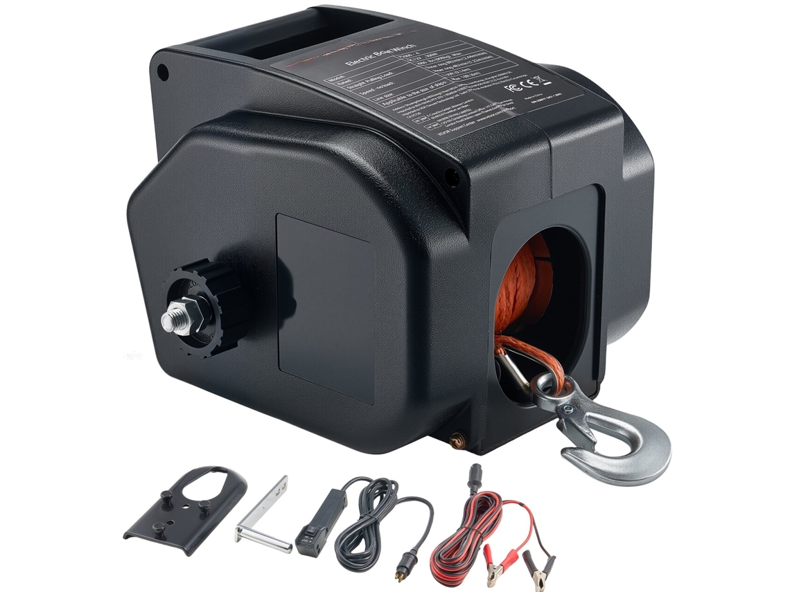 Guincho Elétrico 12v 900kg Com Comando À Distância E Motor De Cobre Para Embarcação E Reboques Tekmaquinas