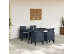 Conjunto De Jantar De Jardim De 5 Peças Com Almofadas De Antracite Rattan Plástico Wsd318863 Lovely Home