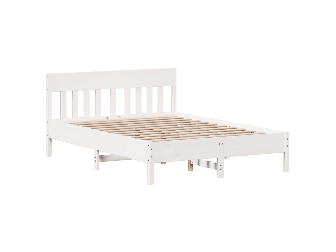 Cama Sem Colchão 140x200 cm Madeira de Pinho Maciça Branco MAISON EXCLUSIVE