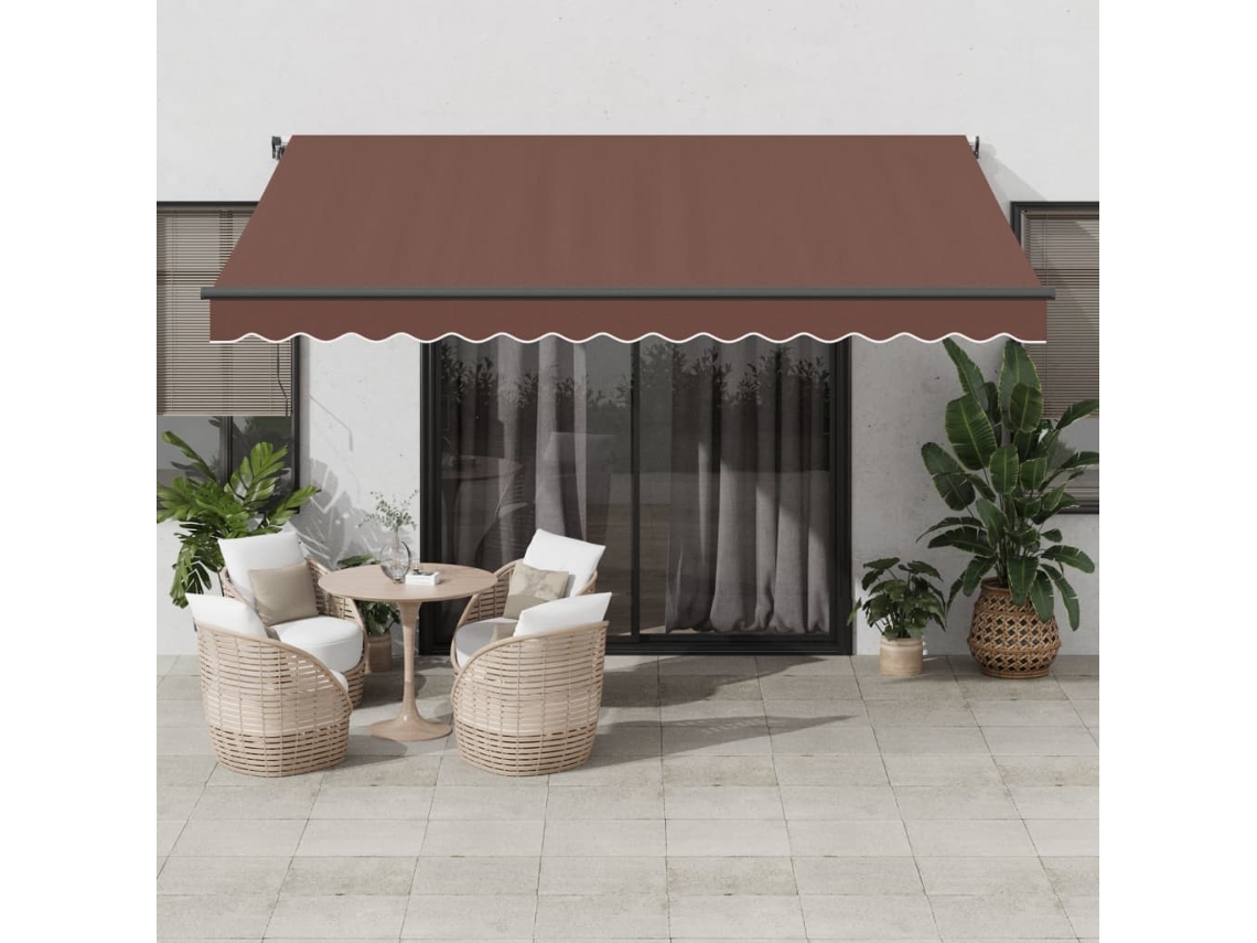 Vidaxl Toldo Retrátil Manual Com Luzes Led 400x350 Cm Castanho