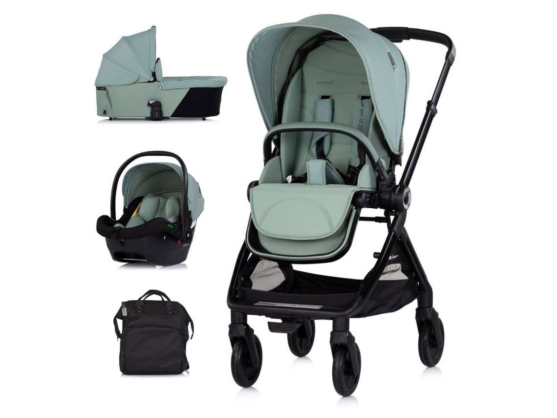 Carrinho de Bebé Trio Elite Next Gen com Pega Reversível Até 22 Kg de Peso CHIPOLINO Matcha