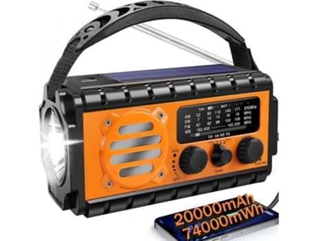 Rádio De Emergência 20000mah/74000mwh Com Lanterna Led, Rádio Portátil Sw/am/fm Noaa, Rádio Solar Zsanfs (com Carregador Usb, Alarme Sos, Bússola)