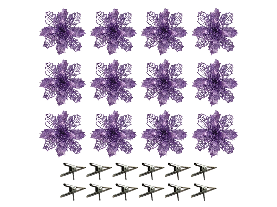 Clips para Presilhas Pequenas, 1 Piece, Roxo, com Pó Dourado e Design Floral de Natal LAXISCREED