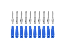 Yuru 10pcs Plugue Banana 4mm 7pin Macho Empilhavel Cobre 1000v 32a com Mangueira Macia Parafuso Aperto Azul