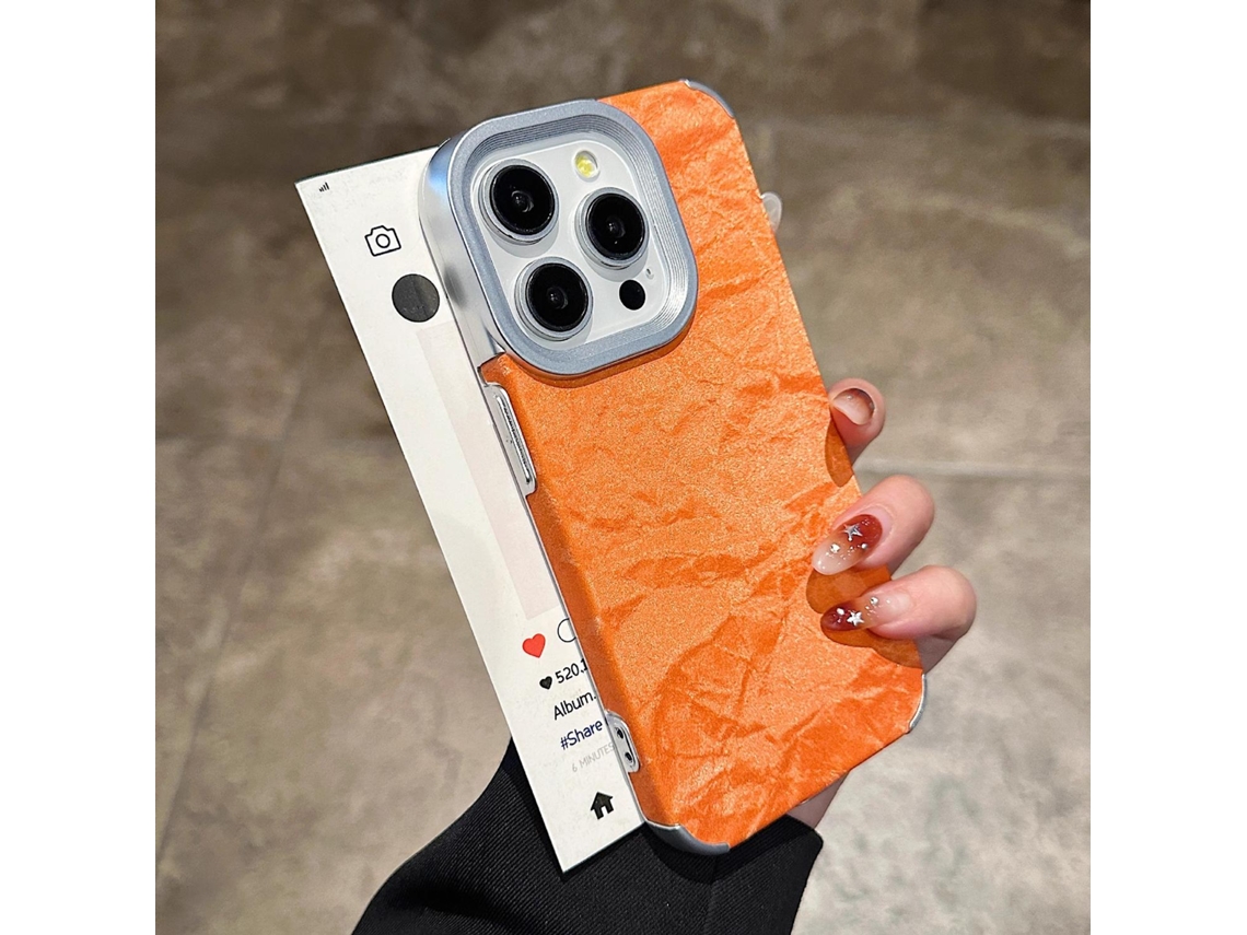 Capa Para Iphone 17 Aima Laranja Eletroplateada Cor Sólida Padrão Montanha De Neve Proteção Simples Contra Quedas