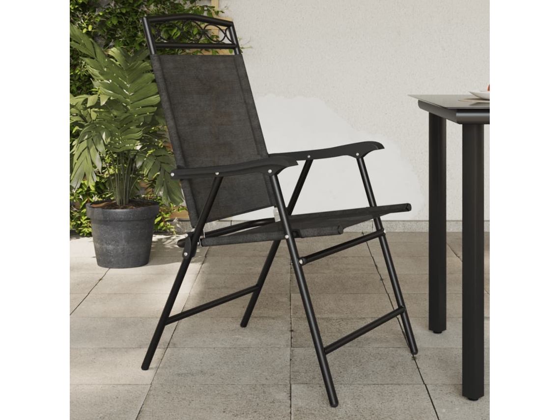 Cadeiras De Jardim Dobráveis 2 Pcs Aço/textilene Cinza Mesclado Dkd Home Decor