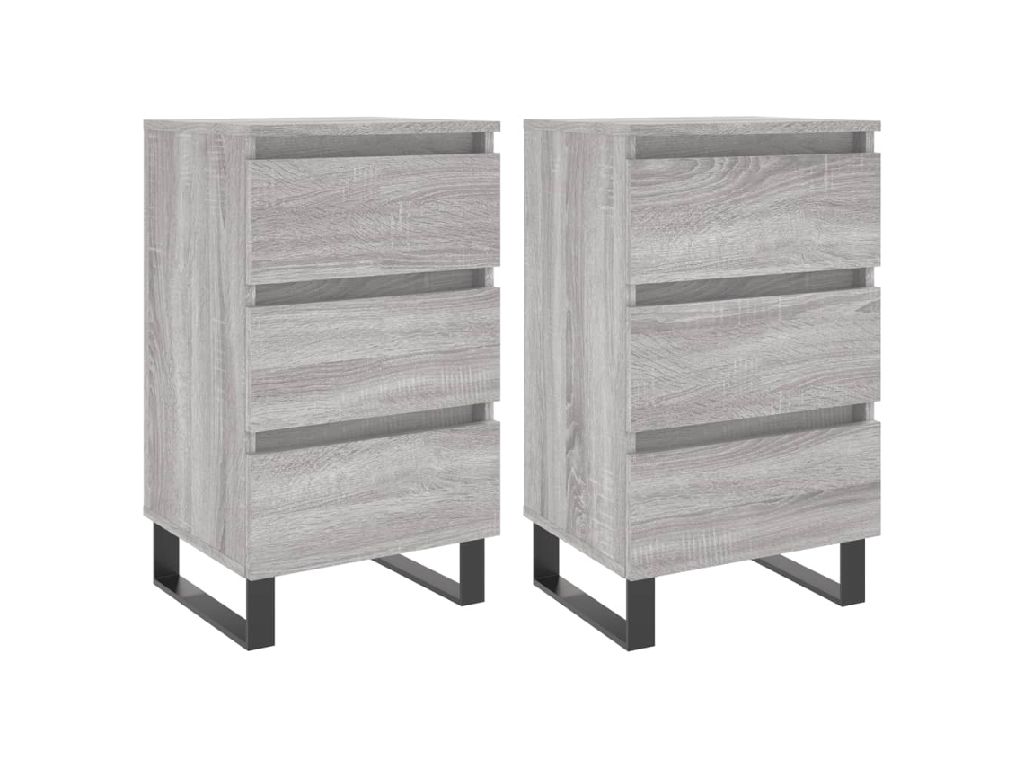 Bedside Cabinet, Bedside Cabinets Vidaxl Cinzeto Madeira Processada (n/a)