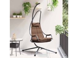 Vidaxl Cadeira Suspensa Tipo Ovo Aço 94 X 107 X 196,5 Cm Café