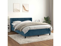 Vidaxl Cama com Molas/colchão 140x190 Cm Veludo Azul escuro