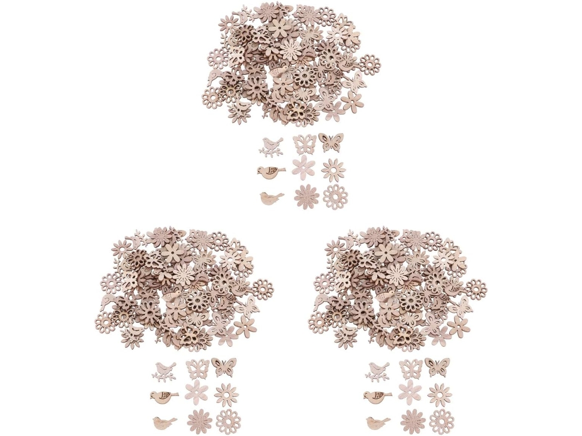 Conjunto de 300 peças de artesanato para decoração de casamento, trajes de madeira, arranjos de mesa para casamento, formas de madeira (não decorativas).