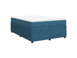 Cama com Molas/colchão 140x200 Cm Veludo Azul escuro MAISON EXCLUSIVE