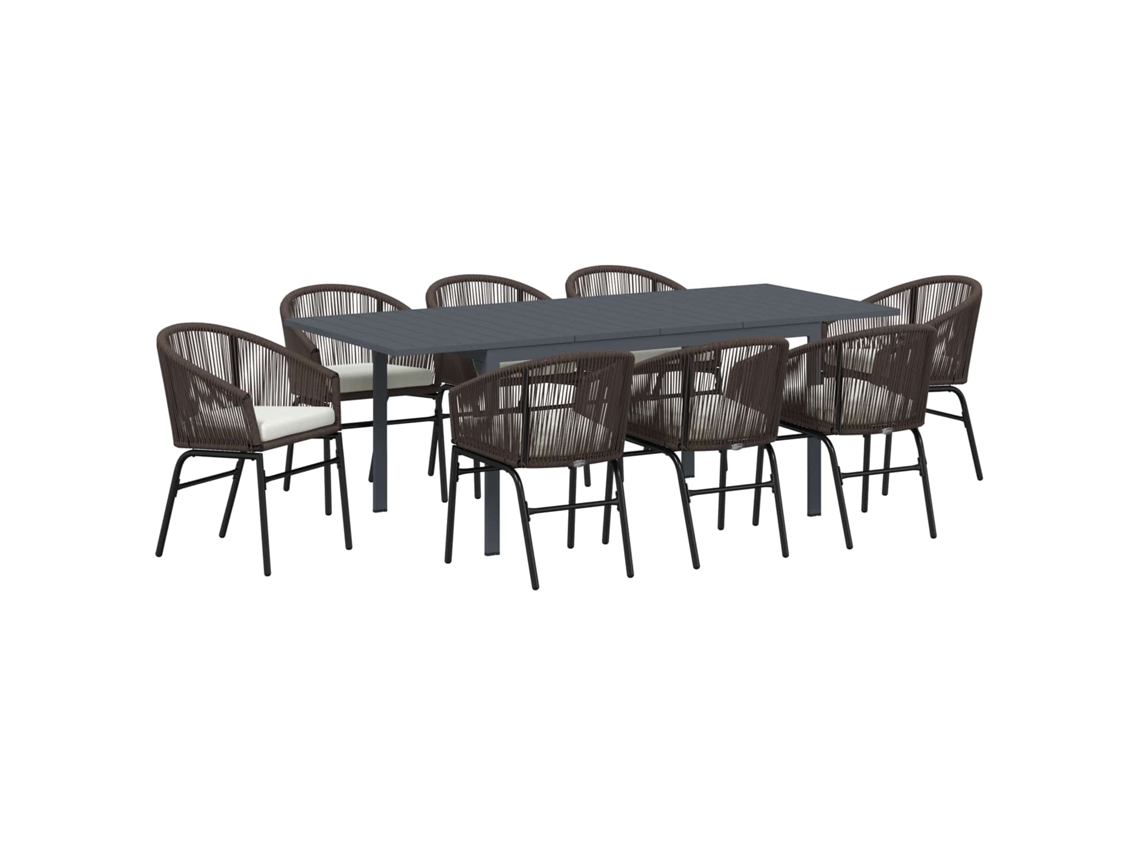 Conjunto Jantar para Jardim 9 Peças Castanho Vime Pe MAISON EXCLUSIVE