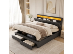 Cama Estofada 180x200 cm com Led MEXUS