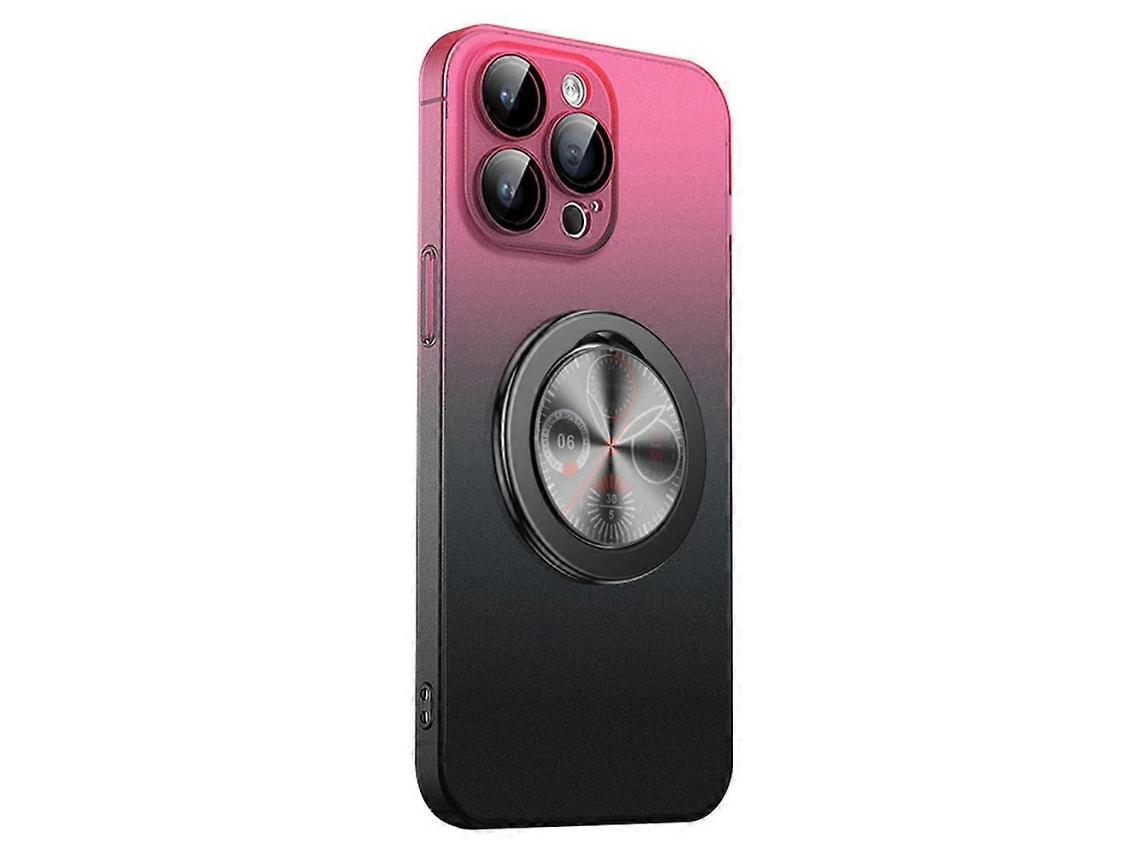 Capa Rígida De Pc Com Suporte E Mostrador Para Iphone 16 Pro Max, Cor Gradiente, Rosa E Preto
