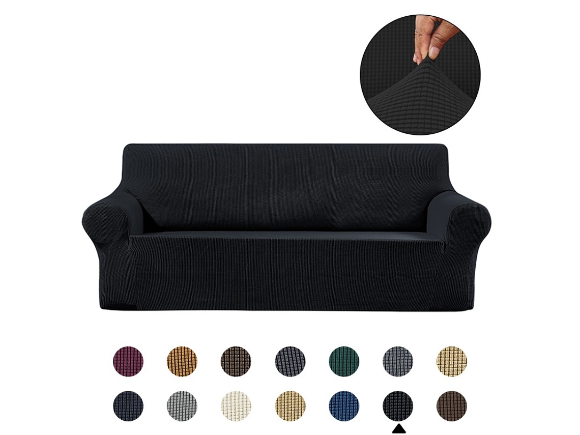 Capa Elástica Para Sofá Jacquard Preto (adequada Para Comprimentos De 140 180 Cm) Elysve