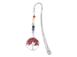 Marcador De Livro De Árvore De Pedra Exquisito Com 7 Chakra Pedras Curativas Metal Para Professores Estudantes Mulheres Vermelho