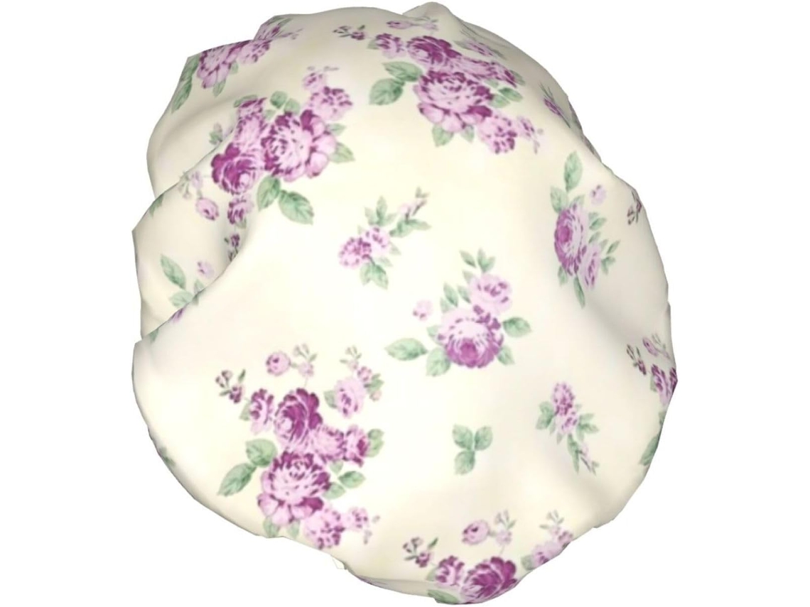 Touca De Banho Feminina Ajustável Com Estampa Floral Roxa Moderna | Reutilizável E Impermeável Para Mulheres, Dupla