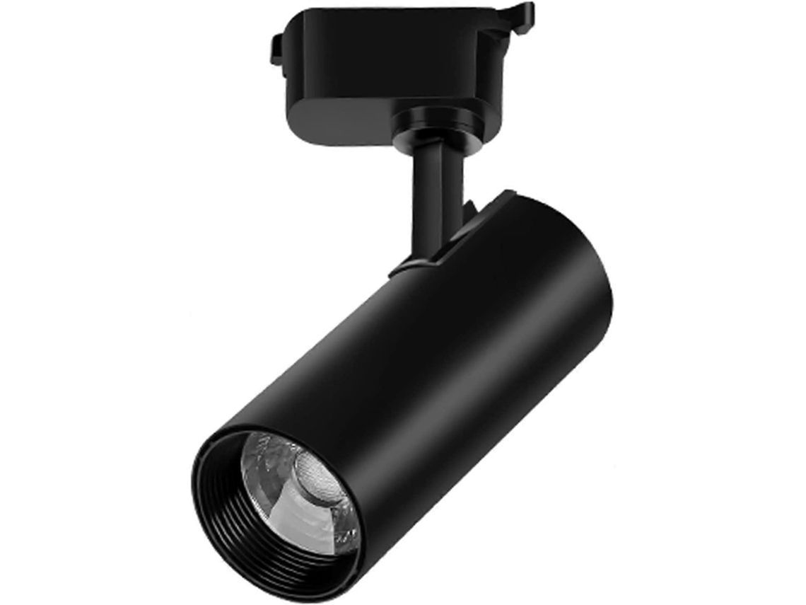 Rebe foco de Riel Led 20w 4000k 24° 1000 Lumens Compatible com Riel Tipo H para Lojas de Roupas e Exposições Preto