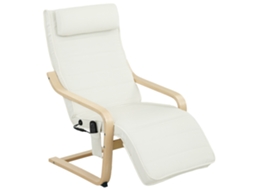 Poltrona De Massagem E Relaxamento Aquecida Com Encosto Alto, Apoio De Cabeça E Pés, 67x95x101cm, Creme