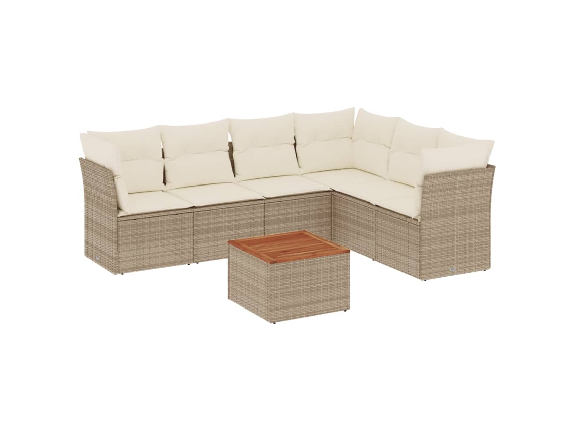 Maison Exclusive - 7 Pcs Conjunto De Sofás P/ Jardim Com Almofadões Vime Pe Bege