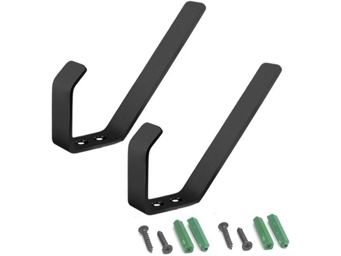 Conjunto De 2 Suportes De Parede Para Capacete De Motocicleta, Suporte Multifuncional Para Casaco E Jaqueta (preto)